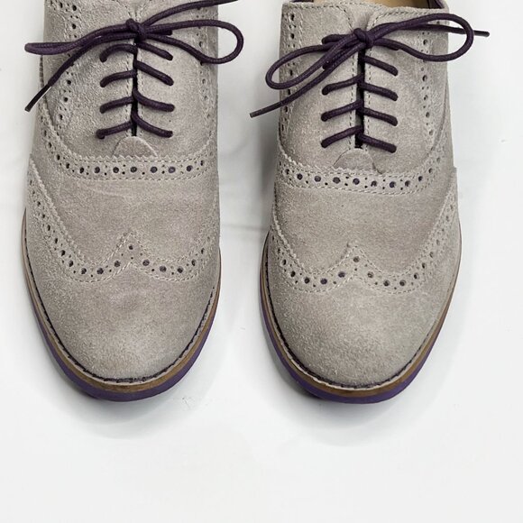 COLE HAAN Gray Purple Wingtip Oxford Shoes 6.5 - Picture 5 of 10